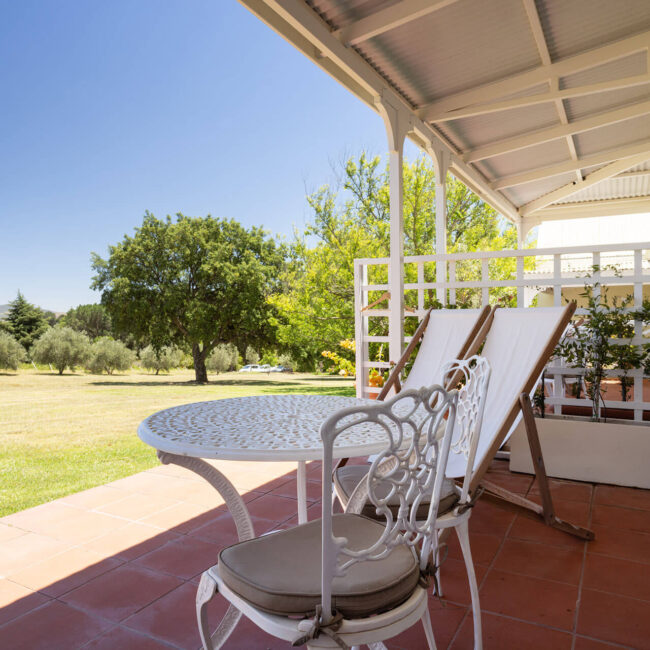 Stellenbosch guest farm seating outside